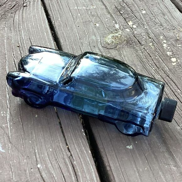 Vintage 1955 Chevy Bel Air Car Blue Glass Avon After Shave Decanter Bottle - Picture 3 of 5